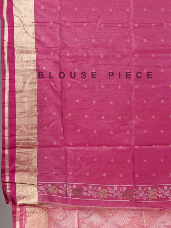 Pink zari weaving semi cotton silk saree for festive