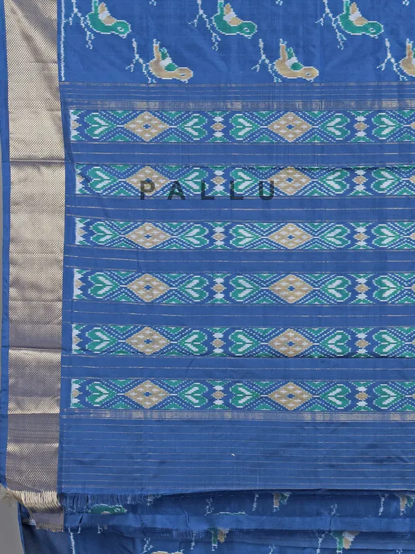 Blue printed patola silk saree for festive