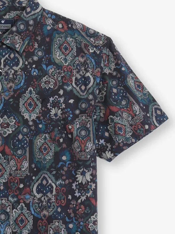 PIONEER Black cotton printed casual shirt