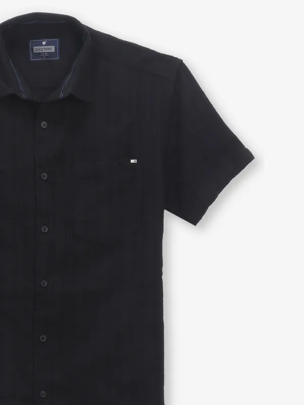 PIONEER black cotton stripe shirt