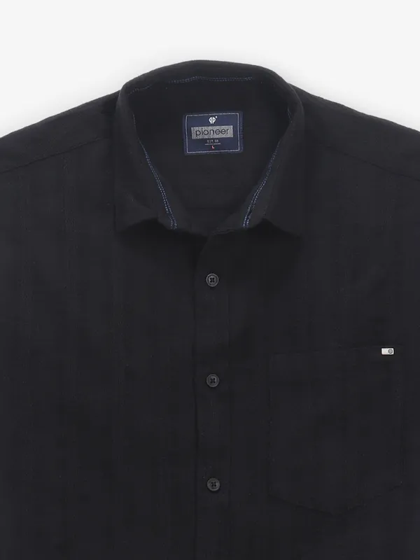 PIONEER black cotton stripe shirt