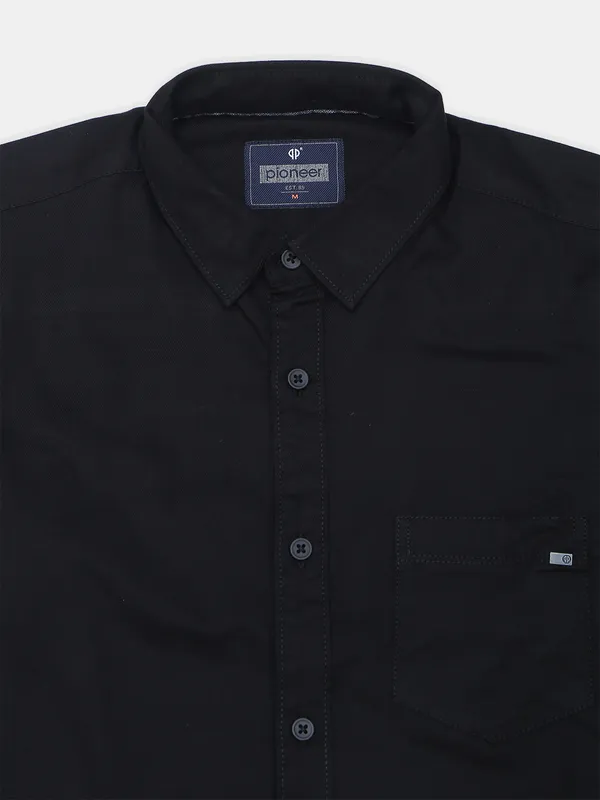 Pioneer black hued cotton casual wear shirt