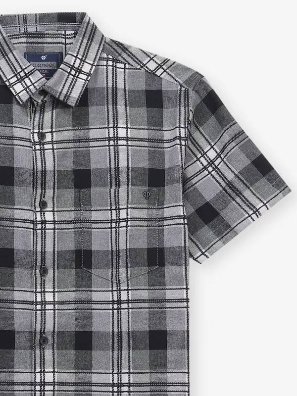 PIONEER black shirt with check pattern