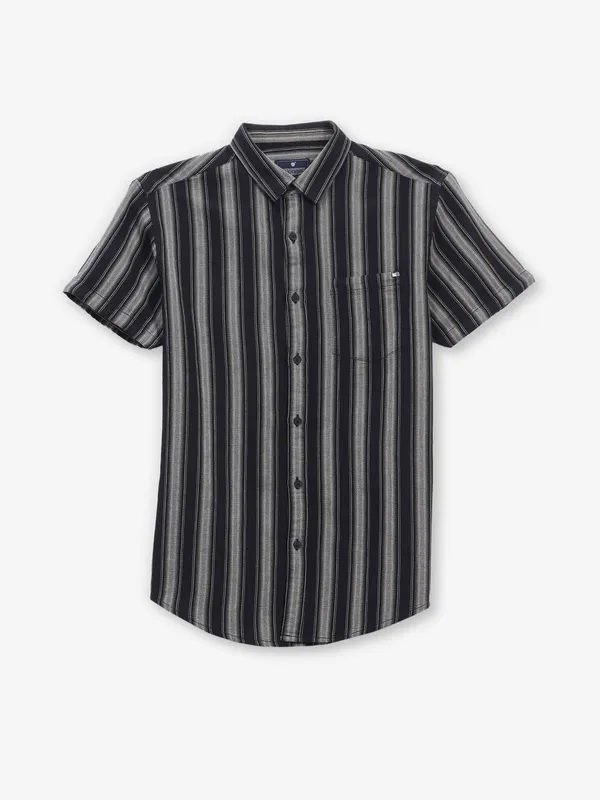 PIONEER black shirt with vertical stripe