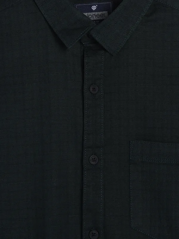 PIONEER bottle green texture shirt