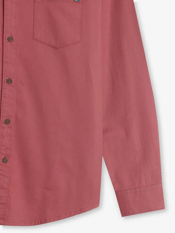 PIONEER brown plain cotton shirt
