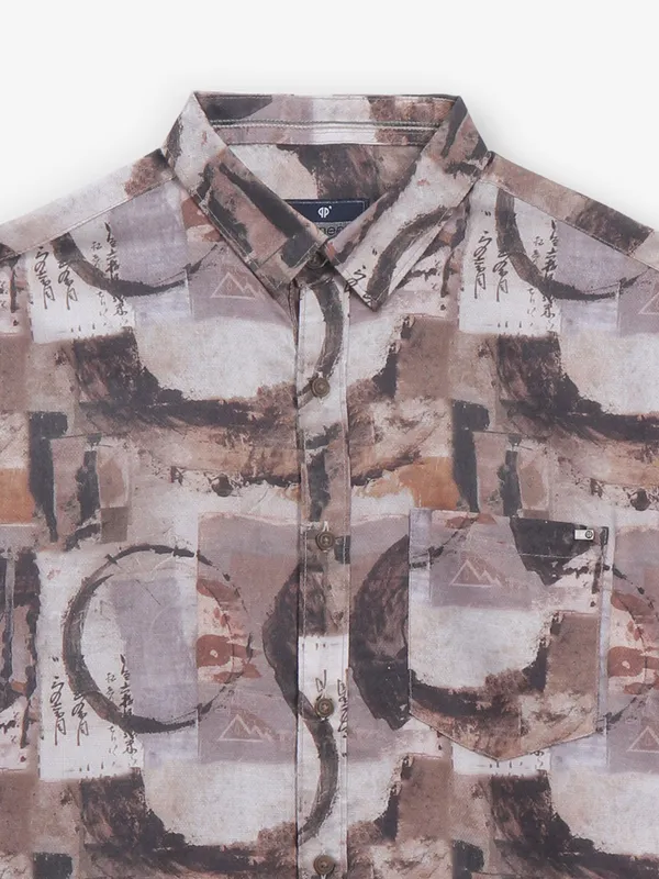 PIONEER brown printed cotton shirt