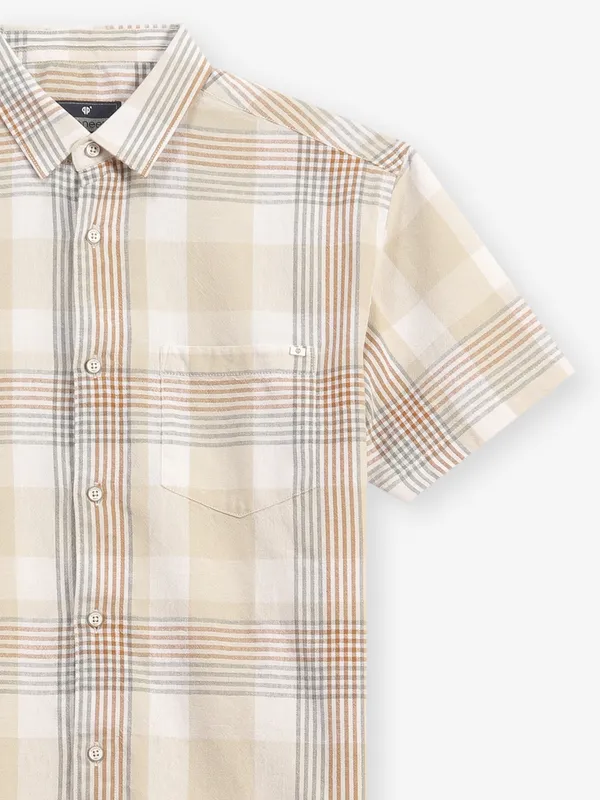 PIONEER checks beige cotton shirt