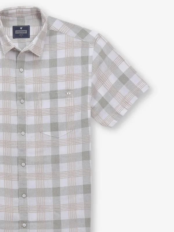 PIONEER checks white cotton shirt