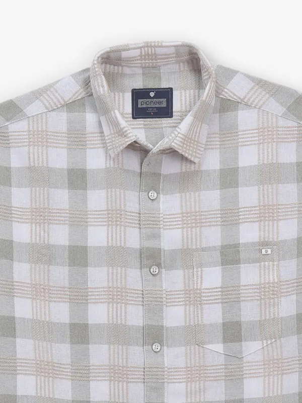 PIONEER checks white cotton shirt