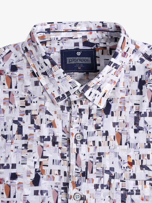 PIONEER cotton beige printed shirt