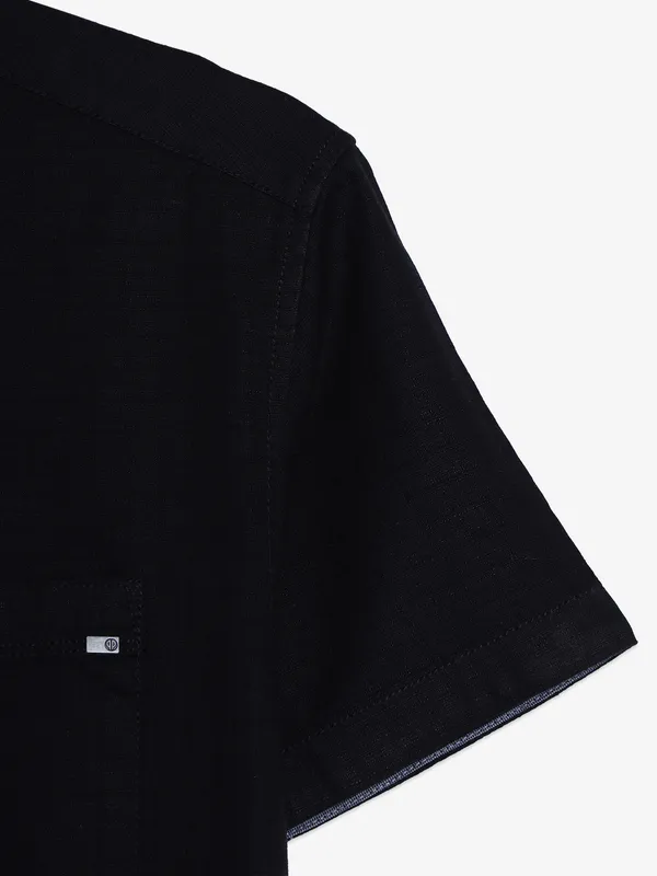 PIONEER cotton texture black shirt