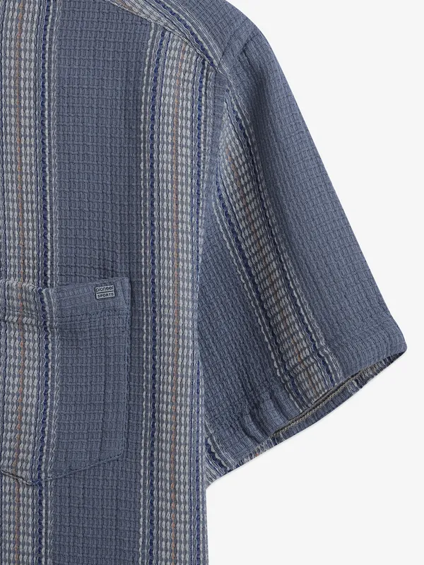PIONEER dark grey stripe cotton casual shirt