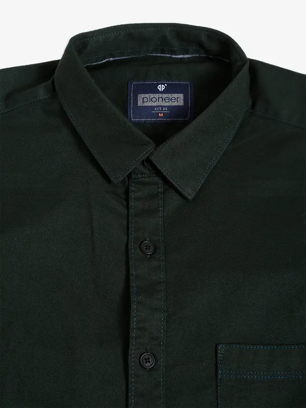 Pioneer dark olive cotton shirt