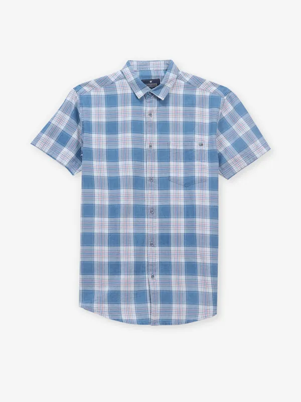 PIONEER denim blue casual shirt with checks