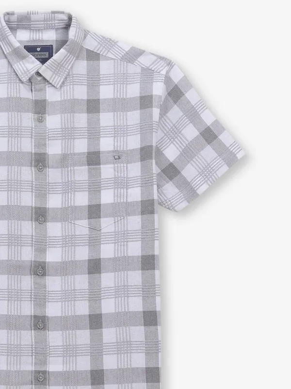 PIONEER grey checks cotton casual shirt
