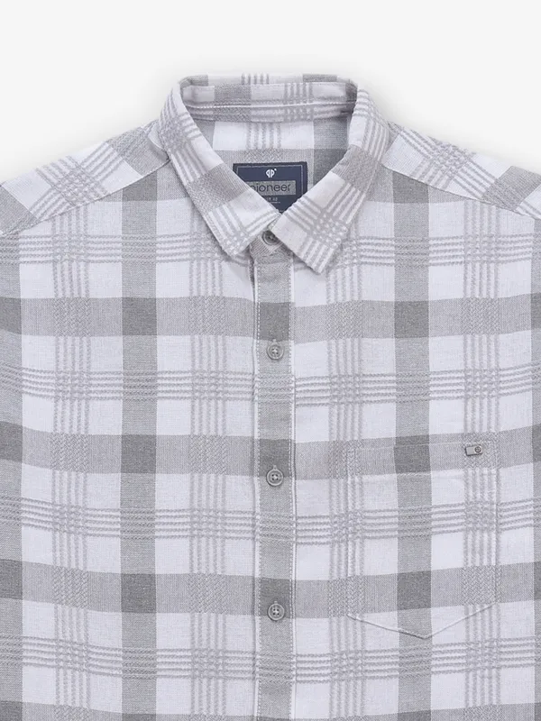 PIONEER grey checks cotton casual shirt