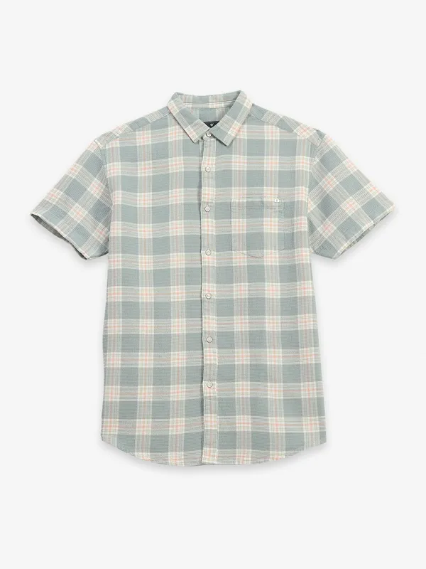 PIONEER light green checks cotton shirt