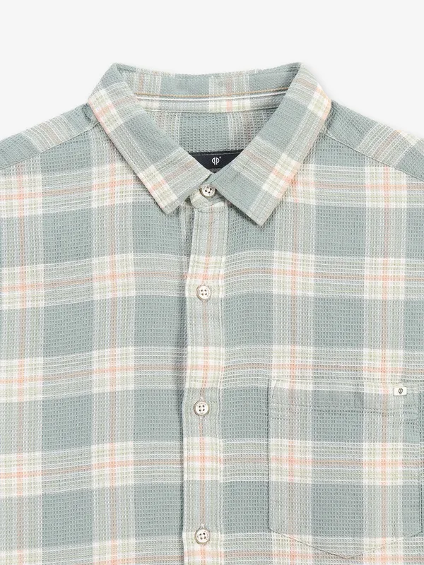PIONEER light green checks cotton shirt