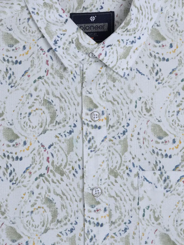 PIONEER light green cotton printed shirt