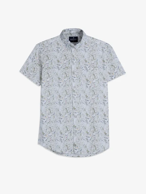 PIONEER light green cotton printed shirt
