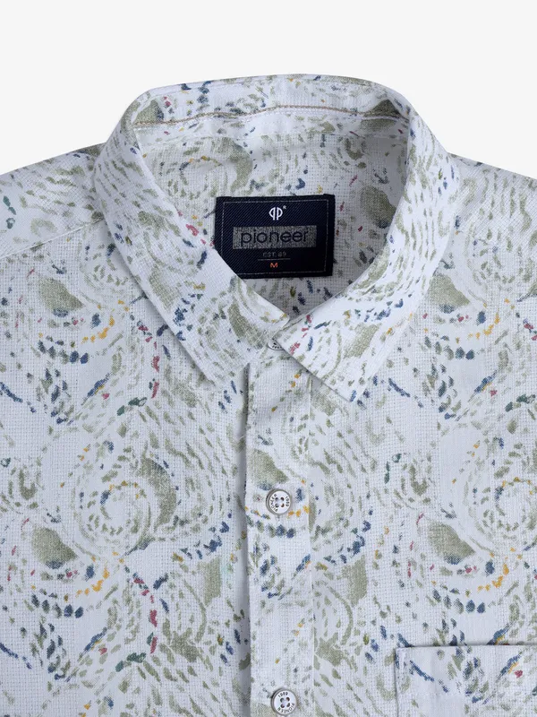 PIONEER light green cotton printed shirt