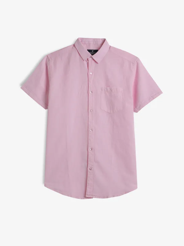 PIONEER light pink cotton plain shirt