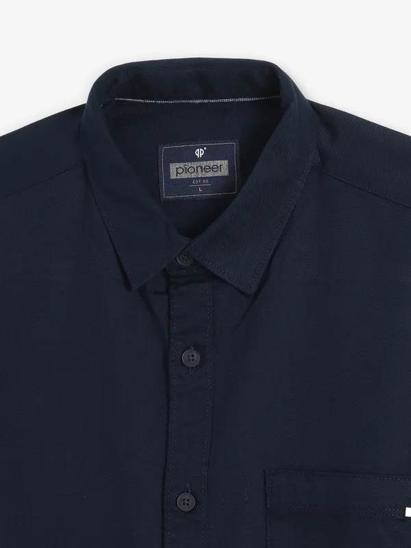 PIONEER navy plain cotton shirt