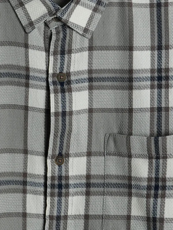 Pioneer olive checks cotton shirt