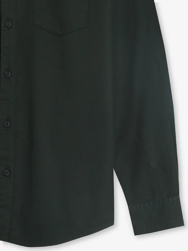 PIONEER olive cotton plain shirt