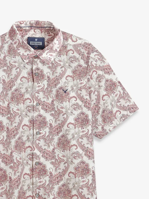 Pioneer orange and cream printed shirt