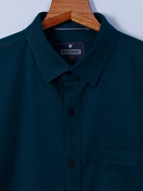 Pioneer peacock blue plain shirt