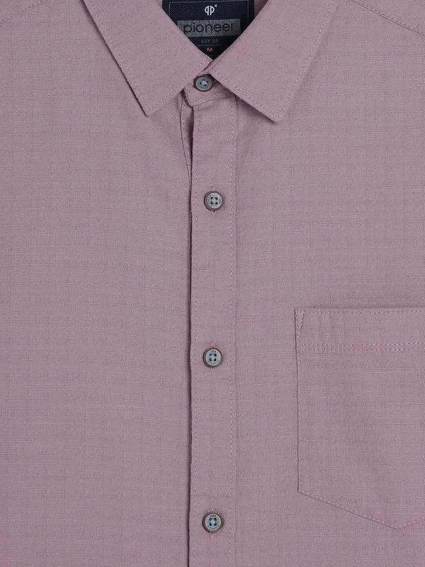 PIONEER pink texture cotton shirt