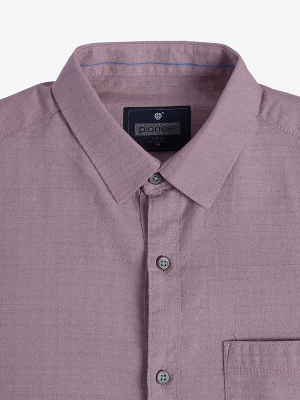 PIONEER pink texture cotton shirt