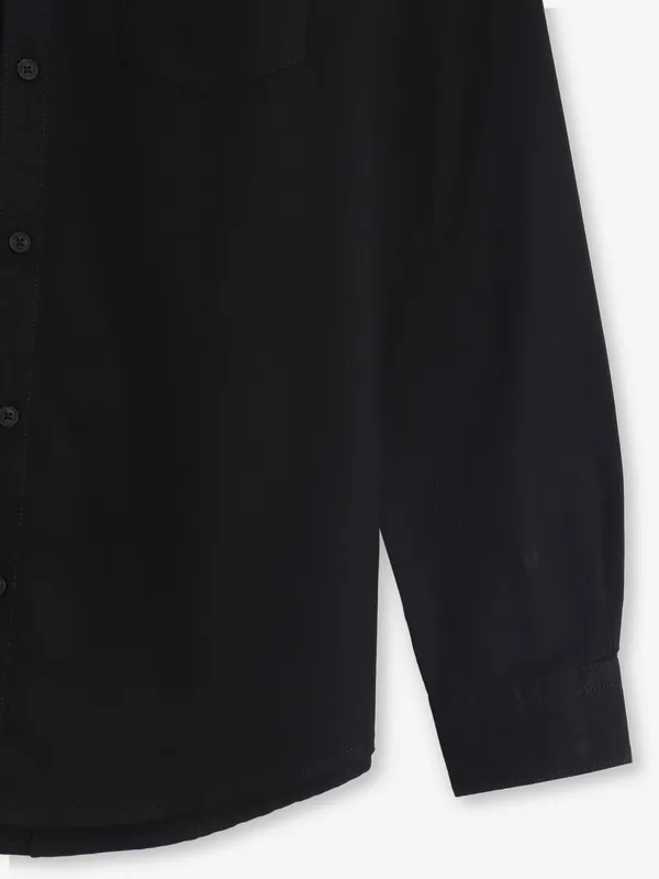 PIONEER plain black cotton casual shirt