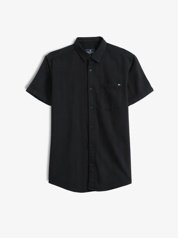 PIONEER plain black cotton shirt