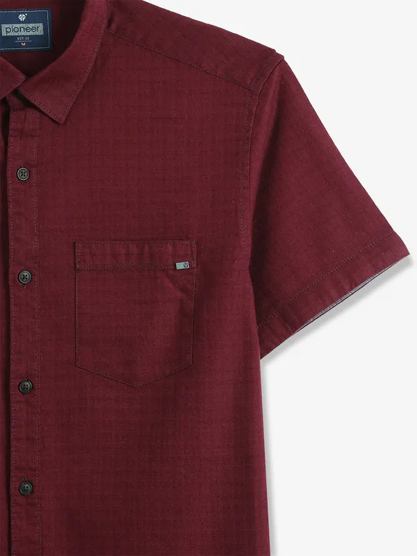 PIONEER plain maroon cotton shirt
