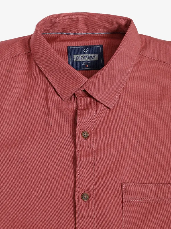 Pioneer plain onion pink cotton shirt