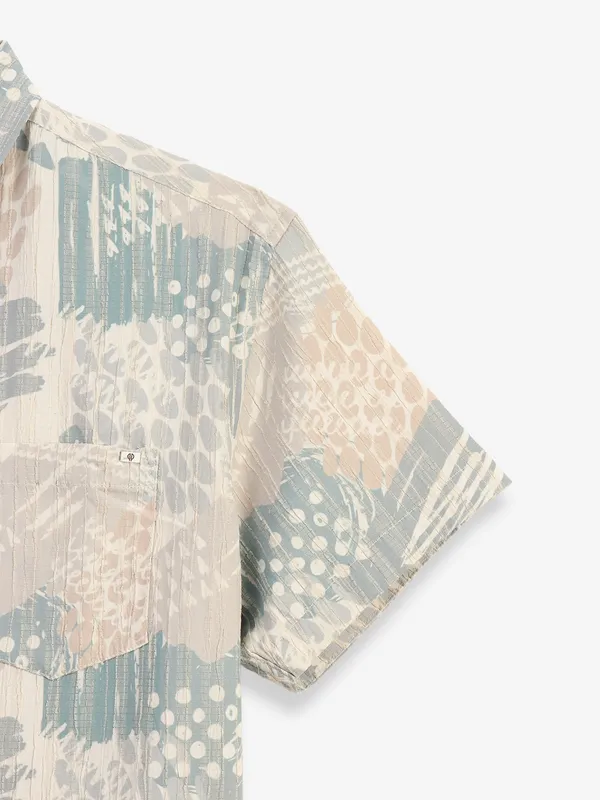 PIONEER printed cream cotton shirt