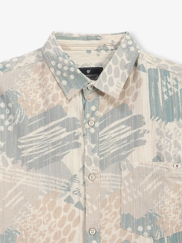 PIONEER printed cream cotton shirt