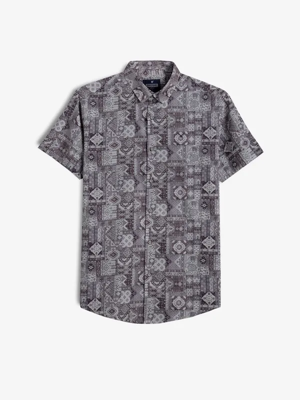 PIONEER printed brown cotton shirt