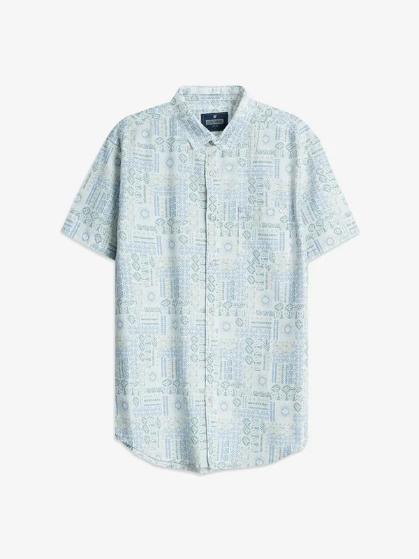 Pioneer printed white cotton shirt