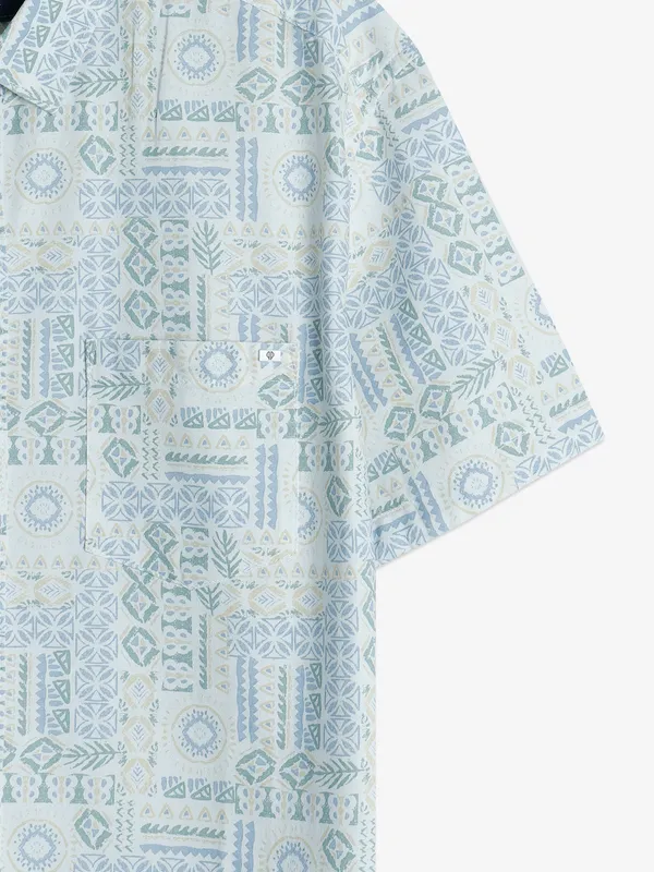 Pioneer printed white cotton shirt