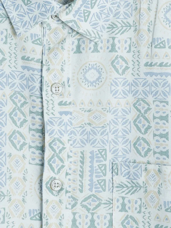 Pioneer printed white cotton shirt