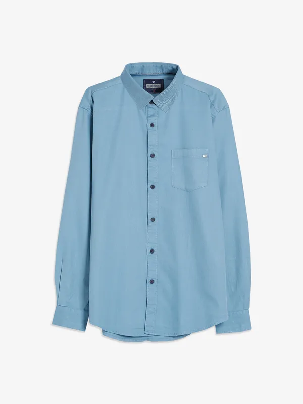 Pioneer sky blue cotton plain shirt