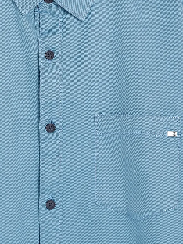 Pioneer sky blue cotton plain shirt