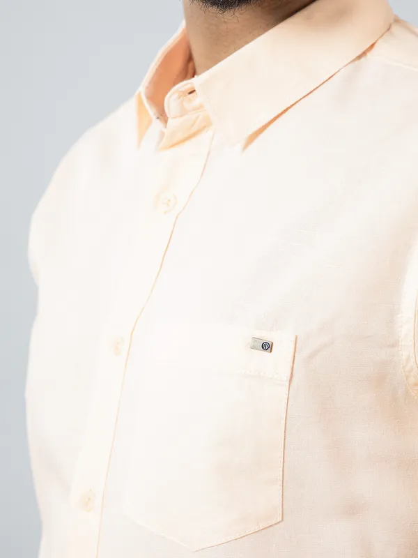 Pioneer solid cream patch pocket shirt