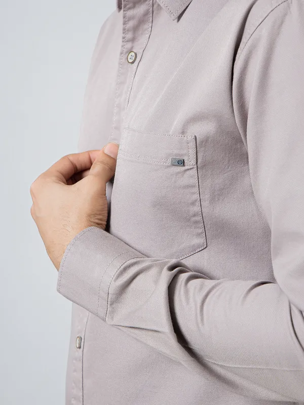 Pioneer solid grey cotton shirt for mens