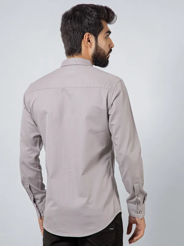 Pioneer solid grey cotton shirt for mens