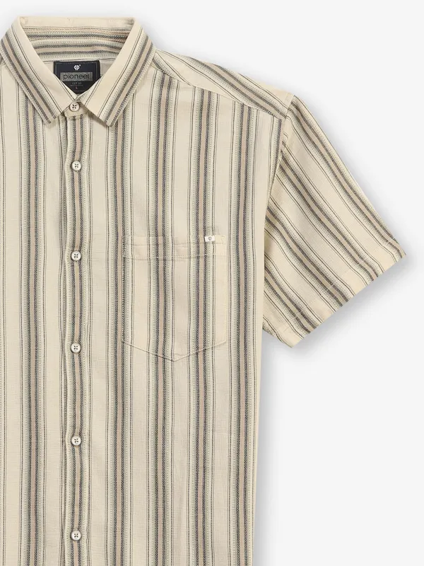 PIONEER stripe cotton cream shirt